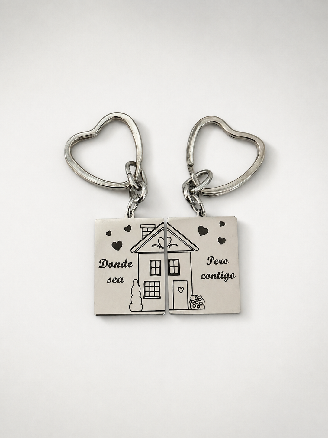 Llavero para Parejas "Donde sea, Pero contigo" Personalizable en Acero Inoxidable