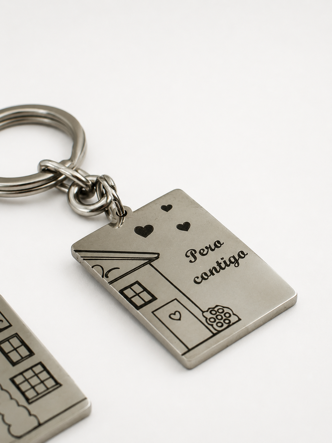 Llavero para Parejas "Donde sea, Pero contigo" Personalizable en Acero Inoxidable
