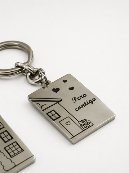 Llavero para Parejas "Donde sea, Pero contigo" Personalizable en Acero Inoxidable
