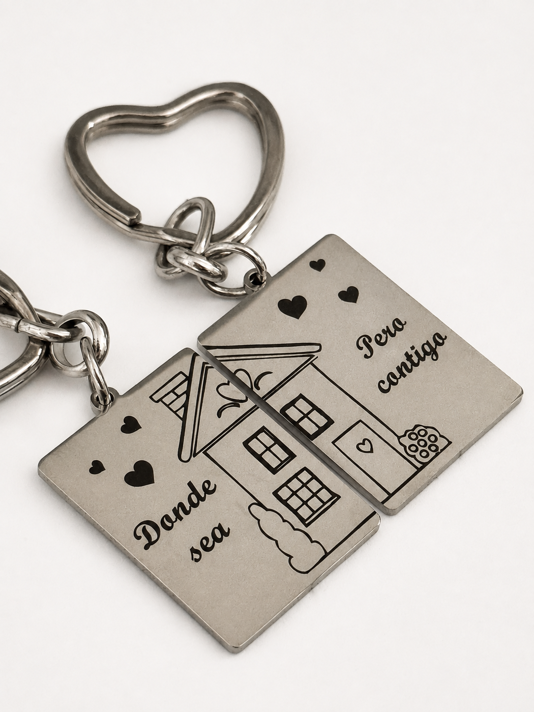Llavero para Parejas "Donde sea, Pero contigo" Personalizable en Acero Inoxidable