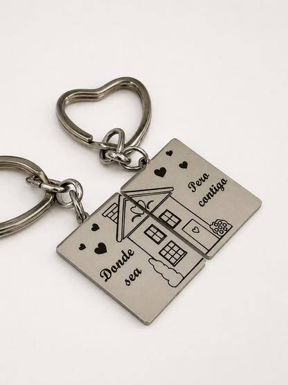 Llavero para Parejas "Donde sea, Pero contigo" Personalizable en Acero Inoxidable